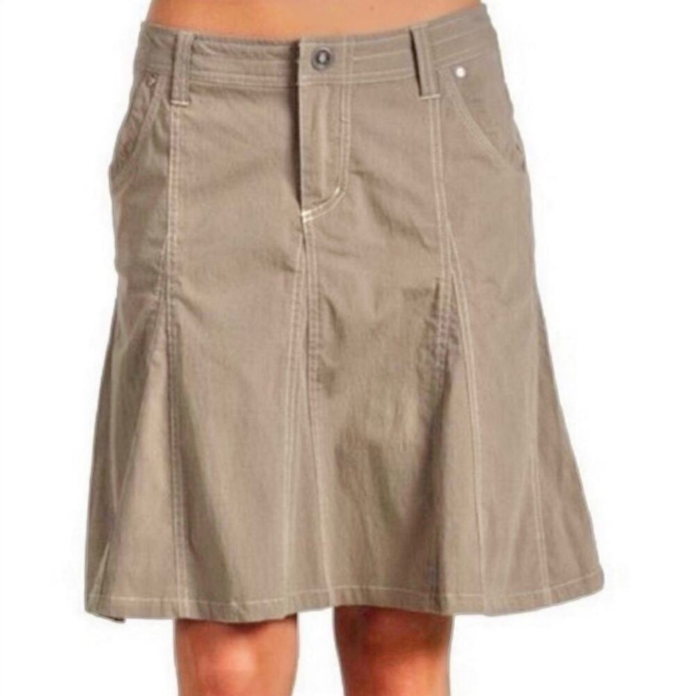Kuhl Patina Dye Khaki Beige Splash Hiking Skirt Gorpcore Tenniscore Size 8